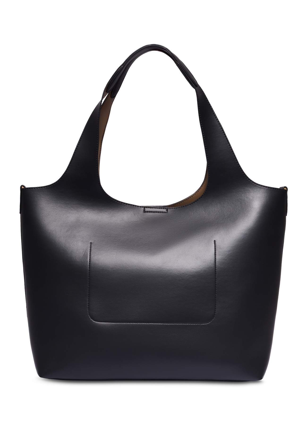 Czarna torebka shopper damska TOREC-1259-99(Z26), widok produktu od tyłu na białym tle.