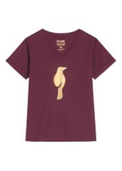 Bordowy t-shirt damski TSHDT-0149-4D(Z26), widok produktu od przodu na białym tle.