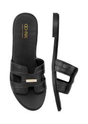 Czarne klapki damskie croco BUTYD-0725C-98(W25)-05