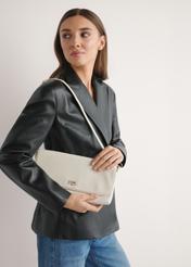 Kremowa skórzana torebka kopertówka TORES-1271-0B(W26)