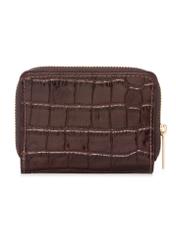 Brązowy portfel damski croco PORES-0888-1H(W26), widok produktu z tyłu na białym tle.