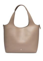 Beżowa torebka shopper damska TOREC-1259-1B(Z26),widok produktu z przodu na białym tle.