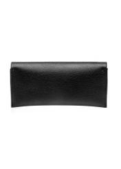 Czarne etui na okulary z imitacji skóry POREC-0434-99(W26), widok produktu z tyłu na białym tle.