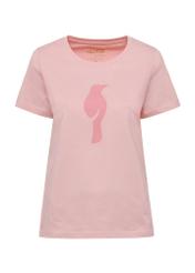 Różowy t-shirt damski z logo TSHDT-0133-34(W25)-04