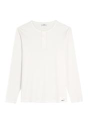 Biały bawełniany longsleeve męski LSLMT-0010-0B(W26), widok produktu z przodu na białym tle.