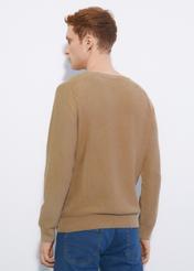 Brązowy sweter męski z guzikami SWEMT-0130-24(W23)-03