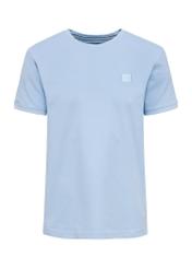 Błękitny T-shirt męski z bawełny TSHMT-0100-60(W25), widok produktu przodem na białym tle.