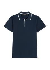 Męska ciemnogranatowa koszulka polo POLMT-0092-7E(W26) - widok produktu z przodu, na białym tle. 