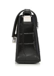 Elegancka czarna torebka damska croco TOREC-1251-9G(Z26) - widok produktu z boku, na białym tle.