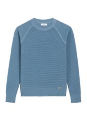 Prążkowany sweter męski w kolorze niebieskim SWEMT-0193-7B(Z26) - widok produktu z przodu, na białym tle. 