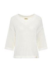 Biały dzianinowy sweter damski SWEDT-0231-11(W25)-04
