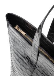 Torebka shopper damska croco TORES-0700C-9G(W26), zbliżenie na detal produktu na białym tle.