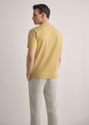 Żółty T-shirt męski TSHMT-0120-2B(W26), widok produktu z tyłu na modelu. Widoczna połowa sylwetki.