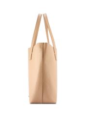 Beżowa torebka damska shopper TOREC-1208-1A(W26), widok produktu z boku na białym tle.