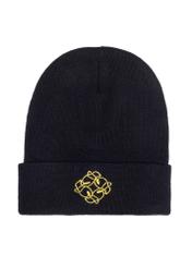 Czarna czapka damska z monogramem CZADT-0079A-99(Z25)