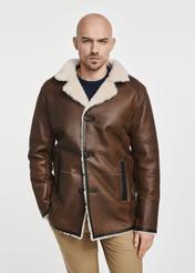 Brązowy kożuch męski skórzany KOZMS-0019-5484(Z24)-03