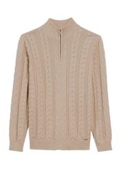 Beżowy sweter męski z suwakiem SWEMT-0180-81(Z25)