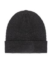 Szara czapka męska w jodełkę CZAMT-0057-95(Z24)-02