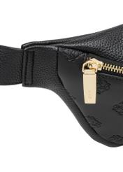 Czarna nerka damska z monogramem TOREC-1158-9P(W26), zbliżenie na detal produktu na białym tle.