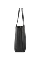 Czarna groszkowana torebka shopper TOREC-1252-9I(Z26), widok produktu z boku na białym tle.