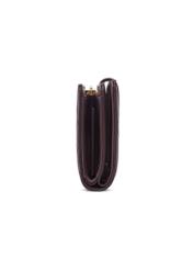 Brązowy portfel damski z monogramem POREC-0391A-1I(Z26), widok produktu z boku na białym tle.