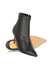 Czarne skórzane botki na szpilce BUTYD-1122-99(Z26)