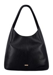 Czarna skórzana torebka shopper TORES-1372A-9I(Z26), widok produktu z przodu na białym tle.