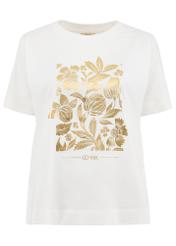 Biały t-shirt damski z kwiatowym printem TSHDT-0132-12(Z24)-01