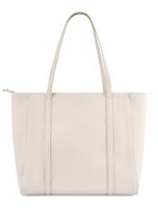 Kremowa torebka shopper z monogramem TOREC-1160-0B(W26), widok produktu z tyłu na białym tle.