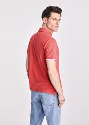 Koralowa koszulka polo męska z bawełny POLMT-0045B-18(W25)