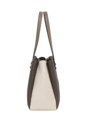 Torebka shopper w kolorze chłodnego beżu TOREC-1260-1K(Z26), widok produktu od boku na białym tle.