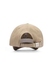 Beżowa czapka z daszkiem unisex CZALT-0018-1B(W26), widok produktu z tyłu na białym tle.