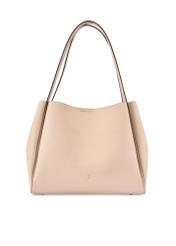 Beżowa torebka shopper damska TOREC-1183-1A(W26) - widok produktu z przodu, na białym tle. 
