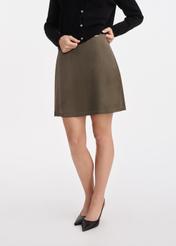 Satynowa spódnica mini w kolorze khaki SPCDT-0104-55(W25)-02