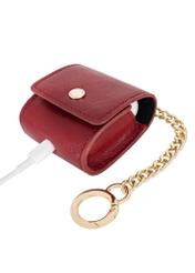 Skórzane czerwone etui na słuchawki PORES-0868-40(Z23)-04
