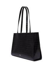 Czarna torebka shopper croco TOREC-1287-9G(Z26), widok produktu skosem na białym tle.