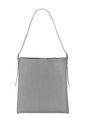 Grafitowa skórzana torebka shopper TORES-1436-9D(Z26), widok produktu z tyłu na jasnym tle.