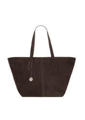 Brązowa torebka damska typu shopper TORES-1407-1I(Z26) - widok produktu z przodu, na białym tle. 
