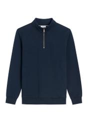 Granatowa dzianinowa bluza męska BLZMT-0084-7E(Z26), widok produktu z przodu na białym tle.