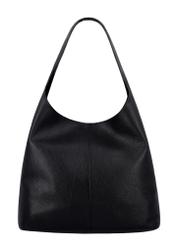 Czarna skórzana torebka shopper TORES-1372-9I(Z26) - widok produktu z tyłu, na białym tle. 