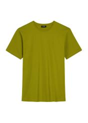 Oliwkowy T-shirt męski TSHMT-0120-8E(W26), widok produktu z przodu na białym tle.