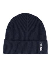 Granatowa zimowa czapka męska CZAMT-0081-7E(Z26), widok produktu z przodu na białym tle.