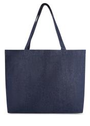 Denimowa torebka shopper TOREN-0334-7H(W26), widok produktu z tyłu na białym tle.