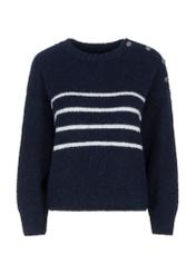 Granatowy sweter damski w paski SWEDT-0200-69(Z23)-04