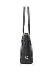 Czarna torebka shopper TOREC-1029-99(W26), widok produktu z boku na białym tle.
