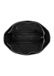 Czarna skórzana torebka shopper TORES-1273-9I(W26) - widok produktu z góry na białym tle.