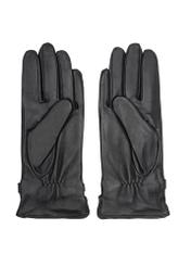 Skórzane rękawiczki damskie z łańcuszkiem REKDS-0101-99(Z25), widok produktu od tyłu na białym tle.