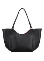 Czarna torebka damska typu shopper TOREC-1296-9I(Z26), widok produktu od tyłu na białym tle.