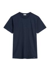 Bawełniany T-shirt męski w kolorze granatowym TSHMT-0149-7E(W26), widok produktu z przodu na białym tle.