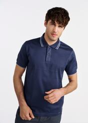 Granatowa koszulka polo z bawełny POLMT-0077-69(W25)-01